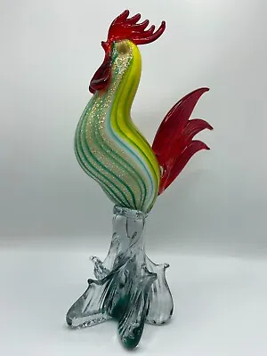 Murano Glass Large Cockerel Figure Multicoloured Mid Century 40cm Tall • £12