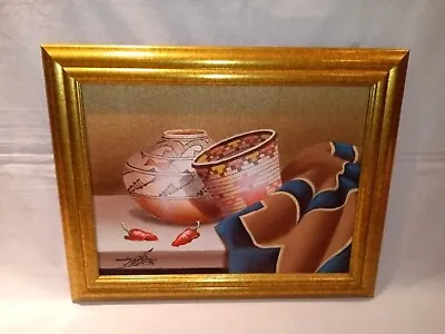 MYUNG MARIO JUNG Original Art Oil Sand Painting Southwest Pueblo Pottery • $95