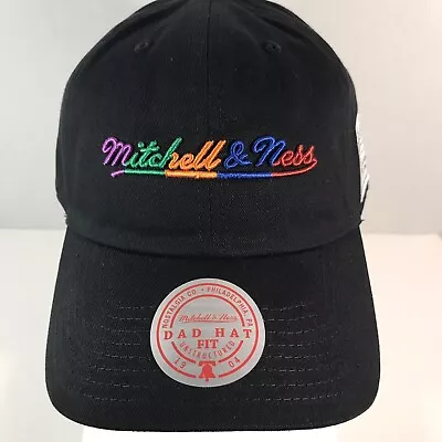 Mitchell & Ness Dad Hat Black Rainbow Strapback Cap New!! • $21.75