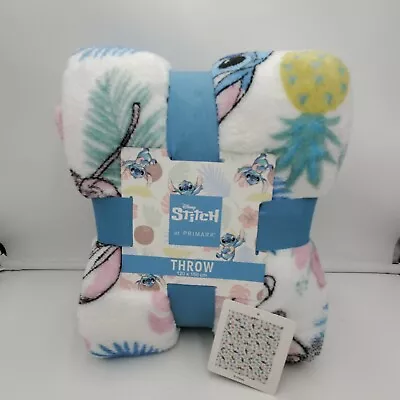 $59.99 • Buy Primark Stitch Angel Throw Blanket Disney Palm Alien White Fleece Bed New Lilo