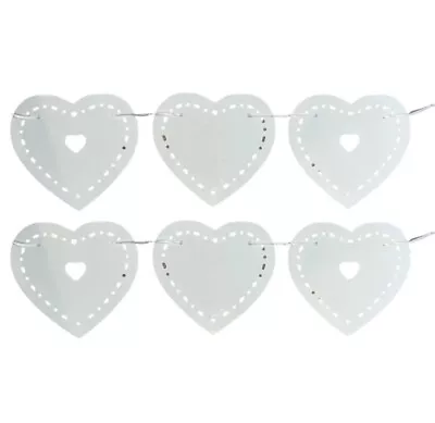 Valentines Bunting Wedding Bunting Baby Shower Bunting White Heart Bunting • £3