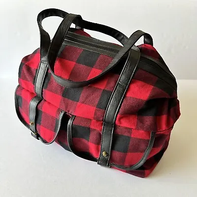 Mossimo Supply Co Women's Shoulder Bag Red Black Gingham Duffle Handbag EUC • $18.87