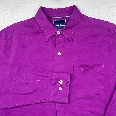 Tommy Bahama Button Shirt Mens Large Linen Blend Long Sleeve Collar • $19.99