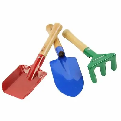 3pcs Junior Kids Garden Tools Sets Kit Trowel Rake Shovel Gardening Beach UK  • £5.99