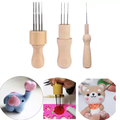 Wool Felting Needles Pins DIY Felting Tool Starter With Wooden Handle • £6.26