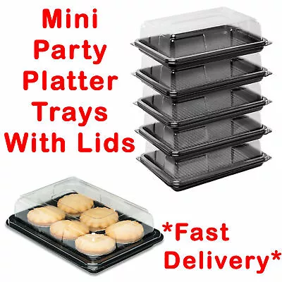 £14.99 • Buy Mini Size Plastic Trays Platters With Lids For Food Party Buffet Catering Cakes