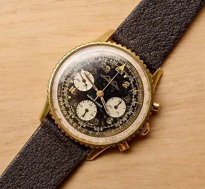 Vintage BREITLING Navitmer 809 Chronograph Watch Gilt Dial As Is Project Running • $2499.99