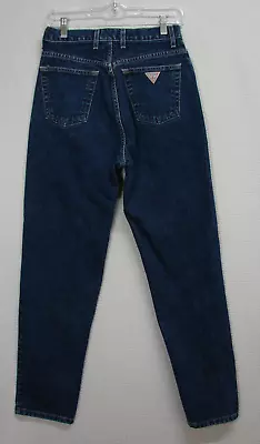 Vtg 90s Guess Jeans Blue Denim Jeans Dark Wash High Rise Tapered Leg Womens 30 • $21.95