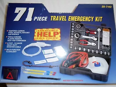 Large Auto Roadside Kit Emergency Tools Jumper Cables Siphon Medical Light SEARS • $67.77