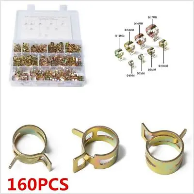 160pcs 6-17mm Car Air Hose Water Pipe Fuel Pipe Clip Parts Kit 65MN Spring Steel • $31.40