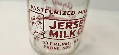 Vintage Red Graphics Jersey Milk Co Bottle Mt Sterling Kentucky  • $20