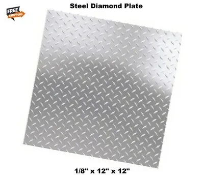 Diamond Plate Steel 1/8  Thick X 12  X 12  Square Sheet Hot Rolled Tread Pattern • $39.99