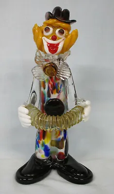 Vintage Murano Glass Clown Standing With Accordion • $78.99