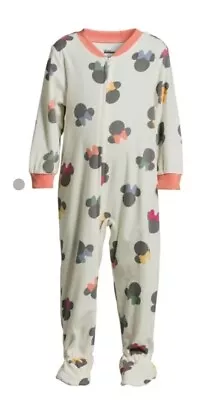 Disney Minnie Mouse 1 Piece Sleeper Fleece Toddler Girls White Size 5T NEW • $17.99