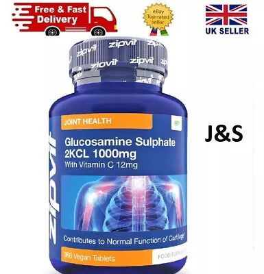Glucosamine Sulphate 2KCI Optimum Strength 1000mg  + Vitamin C 360 Pcs - VEGAN • £15.89