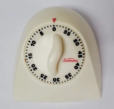 Vintage Sunbeam Kitchen Timer 60min Tested Works USA Made Off White • $16.14