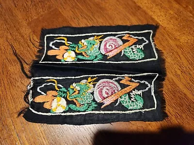 Vintage Embroidered US Navy Green Dragon Liberty Cuffs With White Border • $12