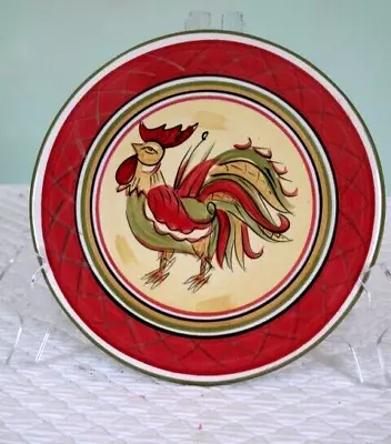 HD Designs Rafael Rooster Red Yellow Green 8” Stoneware Porcelain Trivet • $9.97