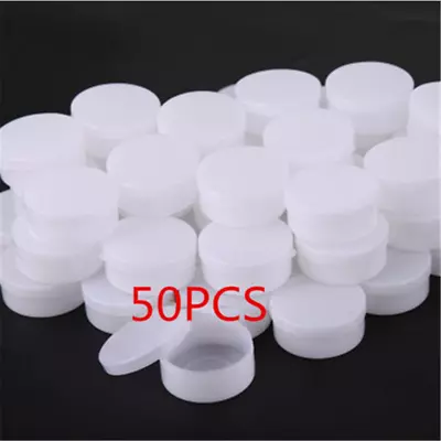 50PCS Lot White Plastic Cosmetic Sample Container 10-Grams Jars Pot Small Empty/ • $10.29