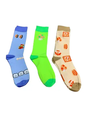 Controller Gear Super Mario Bros 3 Pair Crew Socks Mens 6-10 • $10