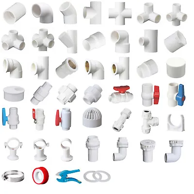 White PVC 32mm ID Pressure Pipe Fittings Metric Solvent Weld Various Parts • $3.99