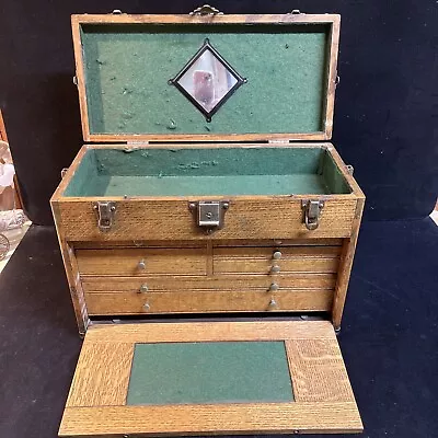 Vtg 1954 Gerstner & Sons 7-drawer Oak Machinist Tool Chest Box Model 041b • $425