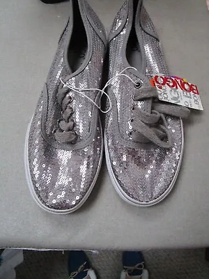 Bongo-silver-sequinned-lace Up Sneakers-size-9--nwt-$30 • $9.99