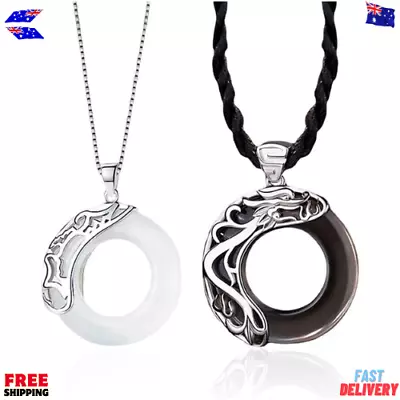 Matching Yin Yang Couple Necklaces For Him Her Phoenix Dragon Crystal Pendant Ne • $14.35