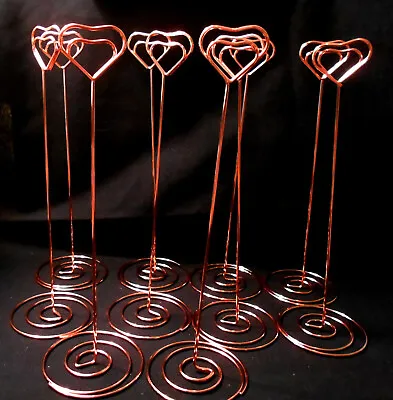 HEART SHAPED Rose Gold Tall Place Card Table Number Holder Stands - S/20 • £19.29