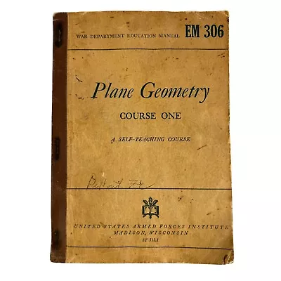 Vintage Plane Geometry Book Course One A Self Teaching Course 1941 • $14.99