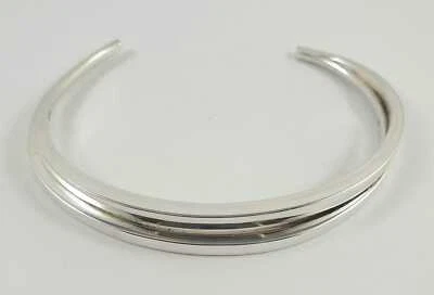 Sarah And Sebastian Sterling Silver Cast Cuff Stepped Bangle • $499