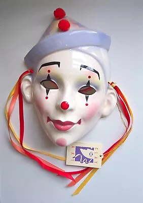 Clay Art Ceramic Mask Vintage 1988 Handmade  Decorative Wall Hanging Young Clown • $0.99