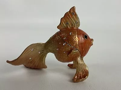 Keren Kopal Small Betta Gold Fish Trinket Box Decorated With Austrian Crystals • $29.95