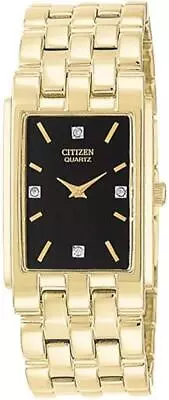 Citizen Men's Bracelet BB0422-53G Black Dial & 4 Diamond Wrist Elegant Watch • $125