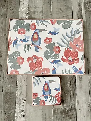 NEW SEALED Laura Ashley Toucan Bird 4 Placemats And 4 Coasters Set Birds Cork • £28