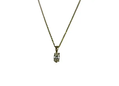 Vintage 14k Yellow Gold Natural Marquise Diamond Solitaire Pendant Necklace • $749
