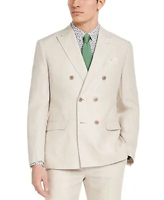 Bar III Men's Slim-Fit Tan Linen Double-Breasted Suit Jacket 38L • $18.48