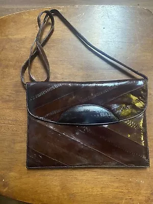 Lee Sands Brown Eel Skin Purse - Removable Strap EUC Vintage • $21.99