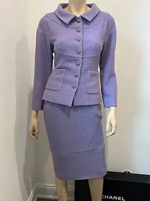 Chanel 12p Tweed Gripoix  Cc Logo Buttons Skirt Suit Fr38 - Us6 • $1799