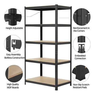 Boltless 5 Tier Racking Heavy Duty Garage Shelving Storage Shelves Steel Unit • £19.39