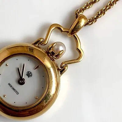 MIKIMOTO 1 Pearl JAL Limited Pocket Watch Watch Gold USED 0.98in×0.78in From JPN • $174