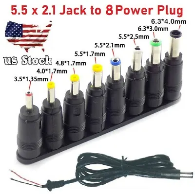 8Pcs 5.5x2.1mm Laptop Universal DC Power Jack Set Charger AC DC Adapter Plug • $4.47