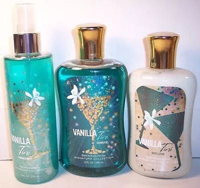 Bath & Body Works Body Lotion Shower Gel Shimmer Mist Spray Vanilla Tini Set • $39.99