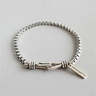 Women 925 Sterling Silver Bead Handmade Vintage Geometric Bangle Bracelet Gifts • £3.95