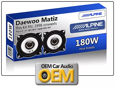 Daewoo Matiz Front Dash Speakers Alpine 10cm 4  Car Speaker Kit 180W Max • $58.51