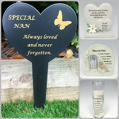 Nan Memorial Heart Plaque Frame Stick Stake Flower Vase Grave Candle Remembrance • £3.89