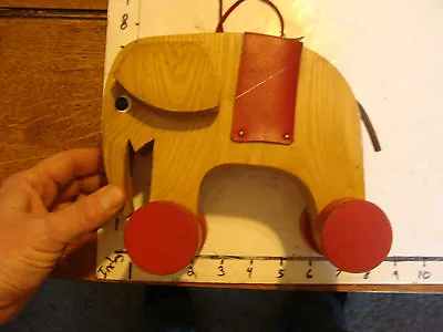 Vintage Wooden HABA Elephant Pull Toy Missing One Ear • $43.06