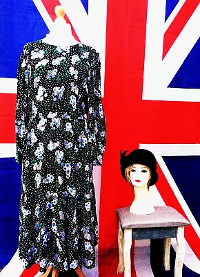 Vintage Retro 1940`s Wartime Style Ditsy  Print Tea /day  Dress Size  14 • £7.99