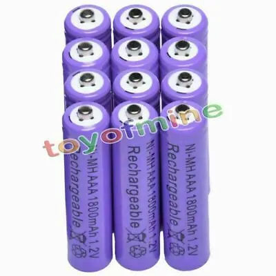 12 Pcs AAA 1800mah Rechargeable Batteries Purple • $14.93