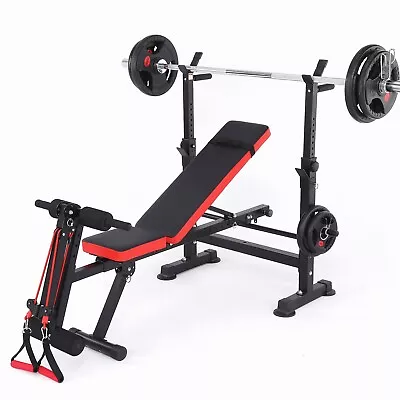 600lbs 6 In 1 Workout Bench Set Adjustable Weight Bench With Squat Barbell Rack# • $138.99